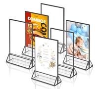 Black Double-Sided Picture Frame, A5, 2 Pieces, Acrylic Tish Card Holder, Table Number Stand for Wedding Table Decoration, Chic Flyer Stand, Card Stand, Picture Frame for Children's Drawings