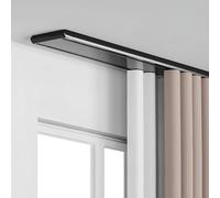 Black Double Track Aluminum Ceiling Mount 1m6cm Adjustable Rod Silent Room Divider for Sliding Curtains Drapes & Valances 4m Length Ideal for Home Decor