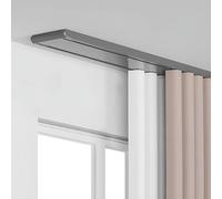 Black Double Track Ceiling Mount Rail 1m6cm Aluminum Sliding Curt Track System Silent Room Divider for Curts Drapes & Valances Gray 4.