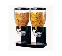 (Black (Double)) Triple Cereal Dispenser Classic Dry Food Storage Container, Dry Food Dispenser Control Storage Container, Great For Cornflakes, Candy, Nuts