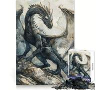 Black Dragon 1000 Piece Jigsaw Puzzles for Teenagers Jigsaw Think Training Stress Free Fun Defined Edges Holiday Present (50x75cm)