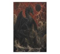 Black Dragon Eclipse Castle Jigsaw Puzzle 1000 Pieces in Wood