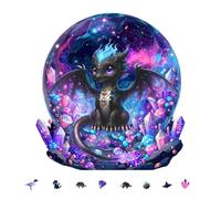 Black Dragon Elements Wooden Puzzles for Adults, Jigsaw Puzzle 200 Pieces, Special Shape Puzzles Box, Beautiful Gifts for Dragon Lovers, Women