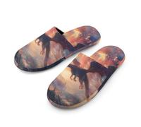 Black Dragon Flying Burning Trees Slippers Women Winter Warm Cotton Hotel Slippers Anti-Slip Bedroom Slip-Ons Shoes 36-37_（5.5-6）