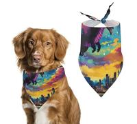 Black Dragon Flying Fantasy City Dog Bandana Pet Scarf for Small Medium Large Dogs Triangle Bibs Photo Prop Gift
