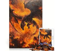 Black Dragon in Flames 1000 Piece Jigsaw Puzzles for Adults Teenagers Think Training Easy Relaxation Defined Edges Thoughtful Xmas (38x26cm)