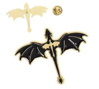 Black Dragon Pin Badge Mythical Creature Brooch Badge Magical Dragons Gift Jacket Bag Lapel Fire Ash Medieval Gothic Emo Goth Wings Winged Beast Ancient Myth