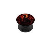Black Dragon Red Stained Glass Floral Fall Fantasy Art PopSockets Adhesive PopGrip