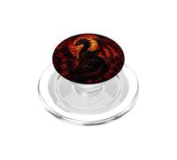 Black Dragon Red Stained Glass Floral Fall Fantasy Art PopSockets PopGrip for MagSafe