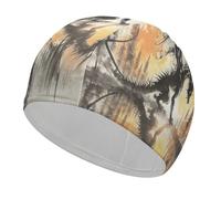Black Dragon Silhouette on The Lake Swim Cap for Women Men High Elasticity Anti Slip Waterproof Comfortable Swimming Hat Bathing Cap