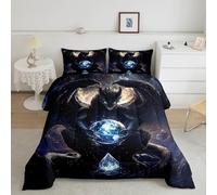 Black Dragon Small Double Duvet 10.5 Tog Starry Sky Microfibre Coverless Duvet Suitable for All Seasons Comfortable Reversible Washable Small Double Quilt with 2 Pillowcase YUd735