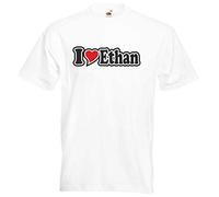 Black Dragon - T-Shirt Man White - I Love with Heart - Party Name Carnival - I Love Ethan M