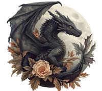 Black Dragon Vinyl Decal Stickers, Cover Marks, Fantasy Decor, 20cm 7cm | Opaque Finish, No White Edges, Weatherproof, UK Manufactured, Mythical Style, Use on Cars, Walls, Tiles, Windows and Glass