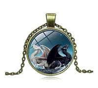 Black Dragon White Dragon Time Necklace Glass Pendant Necklace Jewelry,Gold. Durability and attraction