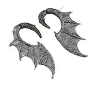 Black Dragon Wings Stud Earrings,Detailed Gothic Fantasy Punk Rock Statement Jewelry for Men and Women