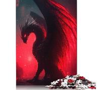 Black Dragon with Red Wings Puzzles500 Pieces Wooden Puzzle Jigsaws for Adults Brain Teaser Puzzles For Adults 500pcs (52x38cm)