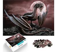 Black DragonAdults 1000 Piece Jigsaw Puzzle Challenging To Complete But Fun And Humorous Wishlist with Santa Claus 38x26cm