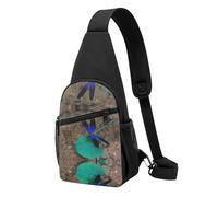 Black Dragonfly Casual Sling Bag Crossbody Shoulder Pack,Durable Polyester Chest Bag with Multiple Pockets and Key Holder,Adjustable Strap for Men Women