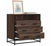 Black Drawer Cabinet, Industrial Metal Medium Drawer Cabinet Black Engineered Wood,Spacious Storage, with Matte Finish,Easy Assembly,Fits in Bedroom (Brown Oak)