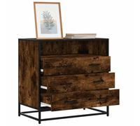 Black Drawer Cabinet, Industrial Metal Medium Drawer Cabinet Black Engineered Wood,Spacious Storage, with Matte Finish,Easy Assembly,Fits in Bedroom (Smoked Oak)