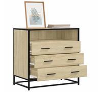 Black Drawer Cabinet, Industrial Metal Medium Drawer Cabinet Black Engineered Wood,Spacious Storage, with Matte Finish,Easy Assembly,Fits in Bedroom (Sonoma Oak)