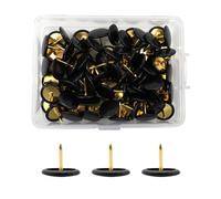 Black Drawing Pins 100 Pcs Round Head Thumbtacks, Metal Push Pins with Storage Box for Pinboard, Bulletin Board, Office, Home