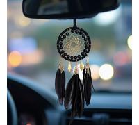 Black Dream Catcher for Cars Rear View Mirror Hanging Decor Handmade Feather Small Car Charms Pendant Gift