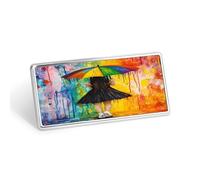 Black Dress Woman Holding Umbrella Colorful Metal Badge Rectangular Stainless Steel Badges Decorative Lapel Pins Clothing Backpack Accessory Gift
