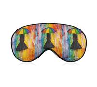 Black Dress Woman Holding Umbrella Colorful Soft Sleep Masks for Men Women Silk Eye Mask with Adjustable Strap Comfortable Blindfold Eyeshade