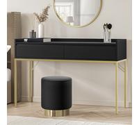 Black Dressing Table with 2 Drawers and Gold Legs - Zion