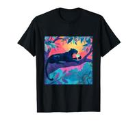 Black Drinking Bubble Tea Boba Jungle Sunset Value Graphic T-Shirt