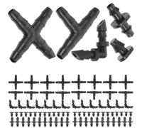 Black Drip Irrigation Hose Connector Kit Assorted 1/4 Inch PVC | Angle Fittings, Barb End Plugs, Tee and Straight Parts, for Vegetable Gardens and Agricultural Irrigation