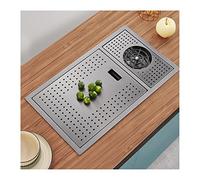 Black Drop in Kitchen Sink Hidden Single Bowl Utility Sink with Cover Faucet & Cup Washer Combo for Outdoor Indoor Garage Restaurant Laundry Room Prep & Utility Use