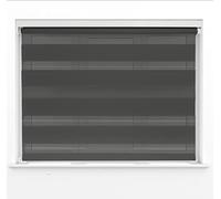 Black Dual Layer Zebra Day & Night Roller Blinds Light Filtering Material with Metal Brackets & Fittings 100cm Width x 210cm Length