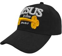 Black Duck Brand 3D Jesus is The Key Embroidered Jesus Christian Ball Cap, Black, One size