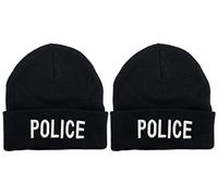 Black Duck Brand 9" Embroidered Police Cuffed Beanie/Skull Cap, 2 Beanies, One size