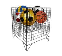 Black Dump Bin Basket Display - Square Retail Storage Bin, 42cm or 62cm, Collapsible, Adjustable Base, Flat Pack, Black Plastic-Coated Mesh - Shop Fitting & Merchandising Use (62cm Square)