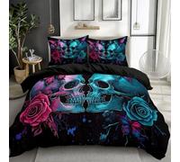 Black Duvet Cover Set Emperor 290x235 cm Skull Butterfly 3 Pieces Bedding Quilt Cover Sets, Soft Polycotton Bed Cover Set with 2 Pillowcases, for Kids Boys Girls Adults