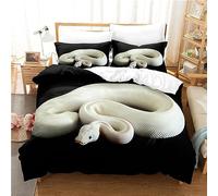 Black Duvet Cover Sets Albino Ball Python Duvet Cover Microfibre 3 Piece with Zipper Closure Soft Cosy Bedding Reversible Quilt Cover 100 X 120 cm and 2 Pillow Cases 50 X 75 cm