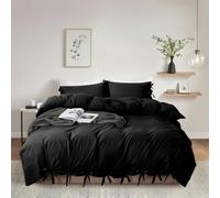Black Duvet Cover Super King Set - 3 Piece Luxury Bow Knot Duvet Cover Bedding Quilt Cover Sets with Pillowcases Soft Microfiber Bed Cover Set (Black, Super King)