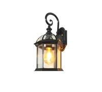 Black E27 Outdoor Wall Light Ip23 Waterproof Wall Lamp Retro American Villa Courtyard Aisle Corridor Outdoor Wall Sconce Minimalist Garden Balcony Led Wall Lantern with Glass Shade/48 * 24 * 25Cm