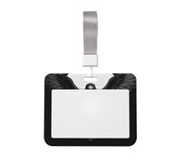 Black Eagle Wings Id Badge Holder with Lanyard-Horizontal Card Protector, Clear Abs Hard Shell for Work Office Events