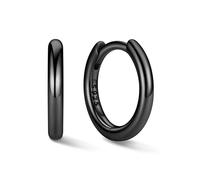 Black Earrings for Women 8mm Huggies Hoops 925 Sterling Silver Dainty Earring Stunning Gifts for Birthday Mothers Day