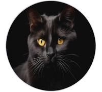 Black Easy to Clean Round Area Rugs, Simple Animal Cat Photography Print Theme Carpet, Low-Pile Home Decoration Carpet with Non-Slip Backing for Living Room Bedroom Bedside Kids Rug, 100cm
