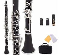 Black Ebonite B Flat Clarinet With 2 Barrels, Case, 10 Reeds, Mouthpiece Beginner Clarinet (Color : Black)