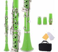 Black Ebonite B Flat Clarinet With 2 Barrels, Case, 10 Reeds, Mouthpiece Beginner Clarinet (Color : Green)