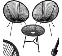 (black) Egg Chair Bistro Set | 2 Chair, 1 Table Retro Accent Chair Bedroom Dining Metal
