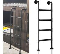 Black Egress Ladder for Basement Window Well Wall Mounted Wrought Iron Attic Ladder Metal Step Ladder for Loft Bunk Beds RV Camper Outdoor Deck High Bed.