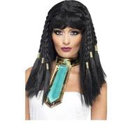 Smiffy's Wig – Cleopatra – Black Braided with Gold Trim – Adult Women's Fancy Dress