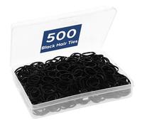 Black Elastic Hair Bands 500pcs with Storage Box - Soft Mini Rubber Hair Ties for Women, Kids, Braids & Beard